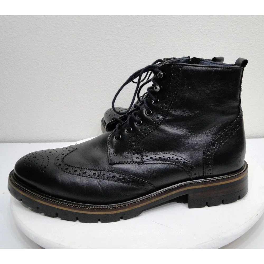 Johnston & Murphy Cody Wingtip Zip Boot Black Leather XC Flex 20-5521 Mens 9.5 M